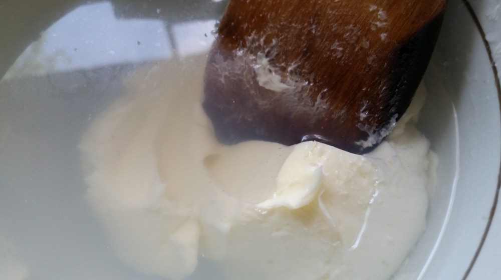 fresh butter being washed