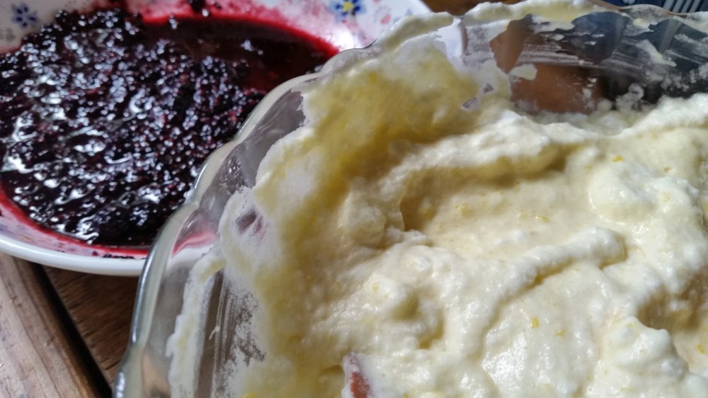 Frozen Vanilla Cream With Wild Blackberry Jam